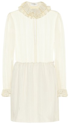 Saint Laurent Striped lame silk-blend minidress