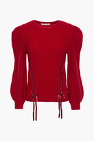 Thumbnail for your product : Autumn Cashmere Lace-up satin-trimmed cashmere sweater