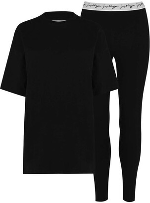 Hype Black Oversized T-Shirt and Leggings Women's Set