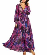 Thumbnail for your product : changchang Women Boho Maxi Dress Tropical Floral Sundress Long Sleeve Loose Dresses Elegant Sexy Party Dress Beach Cover Up (Green M)