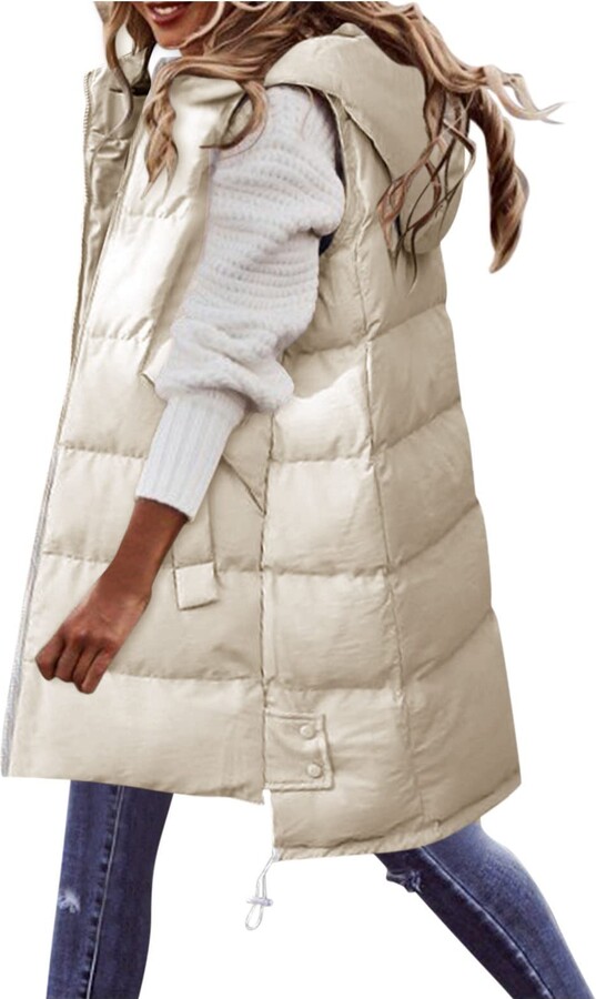 Gyaimxfu Women's Hooded Winter Vest Sleeveless Jacket Large Sizes