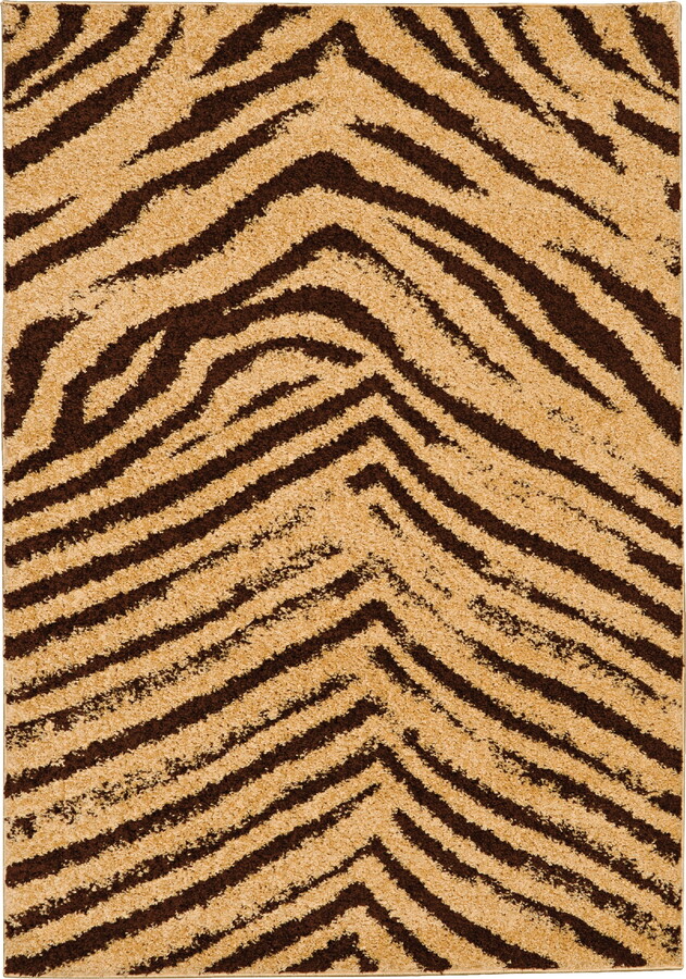 Linon Moroccan Sahara Camel Rug 5x7 Modern Frieze Shag Neutral Geometric Design