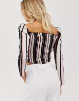 Thumbnail for your product : Outrageous Fortune square neck shirred top in multi stripe