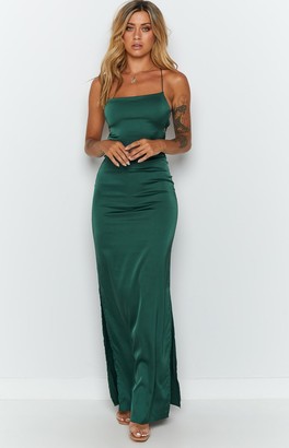 The Edit Manhattan Slip Formal Dress Emerald