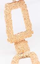 Thumbnail for your product : PrettyLittleThing Gold Textured Square Drop Statement Earrings