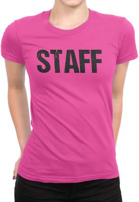 Factory NYC Ladies Neon Safety Staff T-Shirt Front & Back Print Event Shirt Tee (XL)