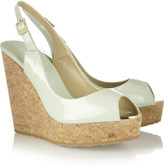 Thumbnail for your product : Jimmy Choo Prova patent-leather wedge slingbacks