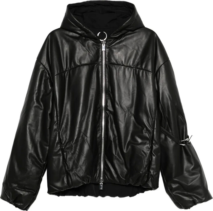 Heliot Emil Hooded Puffer Leather Coat