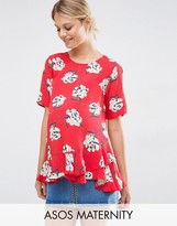 Thumbnail for your product : ASOS Maternity T-Shirt in Floral with Ruffle Hem