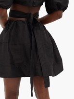 Thumbnail for your product : Aje Psychedelia Linen-blend Dupioni Mini Dress - Black