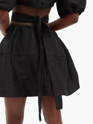 Aje Psychedelia Linen-blend Dupioni Mini Dress - Black