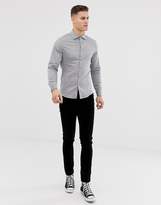 Thumbnail for your product : ASOS DESIGN slim shirt in twill with double cuff & cutaway collar in charcoal