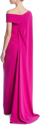 Talbot Runhof Rosedale One-Shoulder Draped Evening Gown w/ Draped Sleeve