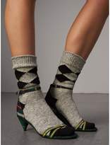 Thumbnail for your product : Burberry Tartan Cotton Cone-heel Sandals