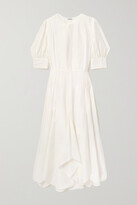 Thumbnail for your product : Loewe Asymmetric Silk And Voile Midi Dress - White
