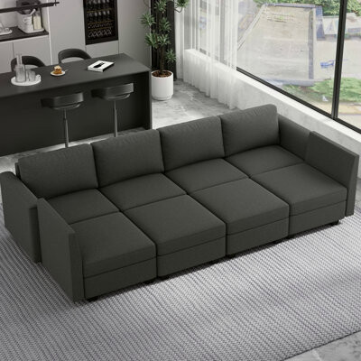Red Barrel Studio Modern -Seater Sectional Sofa With 2 Ottoman, Convertible U Shaped Sofa Couch With With Storage, Comfy Modular Sofa Couch For Bedroom, Living Room, Of