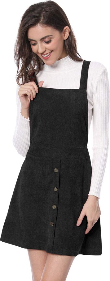 black corduroy overall dress