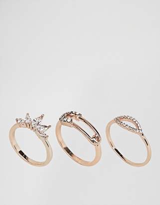 NY:LON 3 Pack Embellished Rings