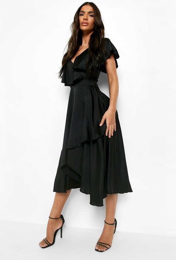 ruffle wrap skater dress