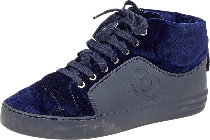 Chanel Women's Rubber & Velvet Sneaker, Size 37.5 (Authentic Pre-Loved)