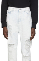 Thumbnail for your product : Balmain Blue and White Distressed Coated Jeans