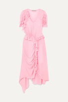 Thumbnail for your product : Preen Line Ayaka Ruffled Ruched Asymmetric Crepe De Chine Dress