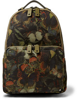 Thumbnail for your product : Valentino Leather Trimmed Butterfly-Print Canvas Backpack