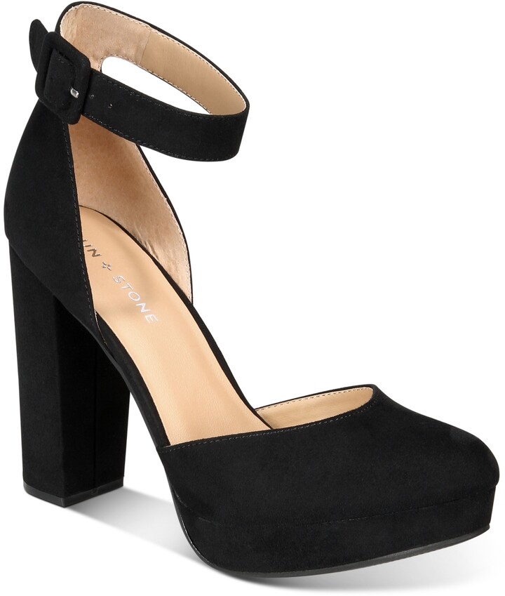 black pumps with ankle strap