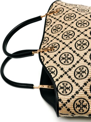 【TORY BURCH】RAFFIA T MONOGRAM TOTE BAG Tory Burch T Monogram Raffia Square Tote Bag | Neiman Marcus