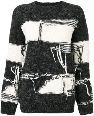 Sjyp stripe distressed sweater