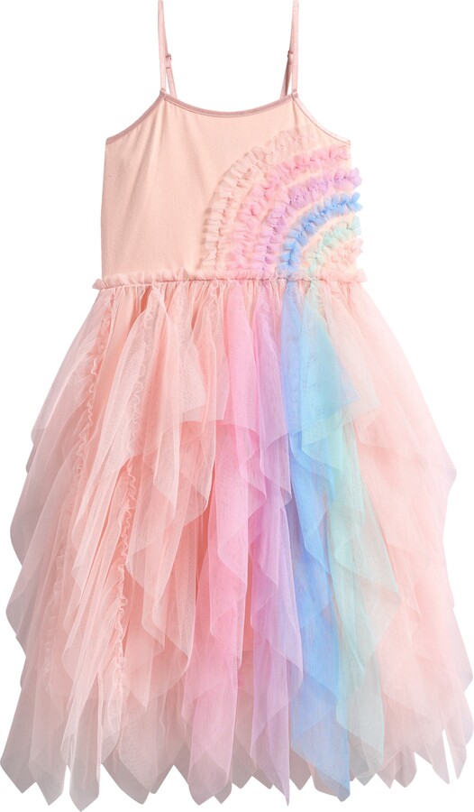 Ava & Yelly Kids' Rainbow Mesh Tutu Party Dress