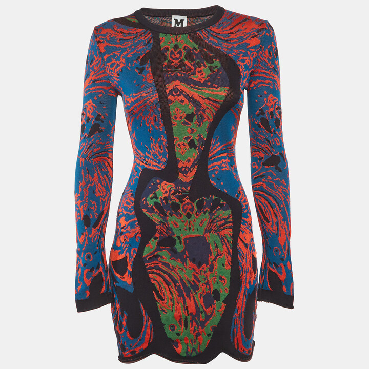 M Missoni Multicolour Intarsia Knit Mini Dress S