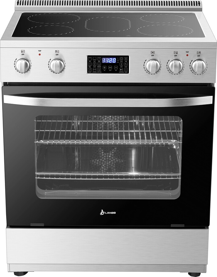 Lanbo 30 inch 5.9 CU.ft. Freestanding Electric Convection Range with Air Fry and Rotisserie, 5 Elements