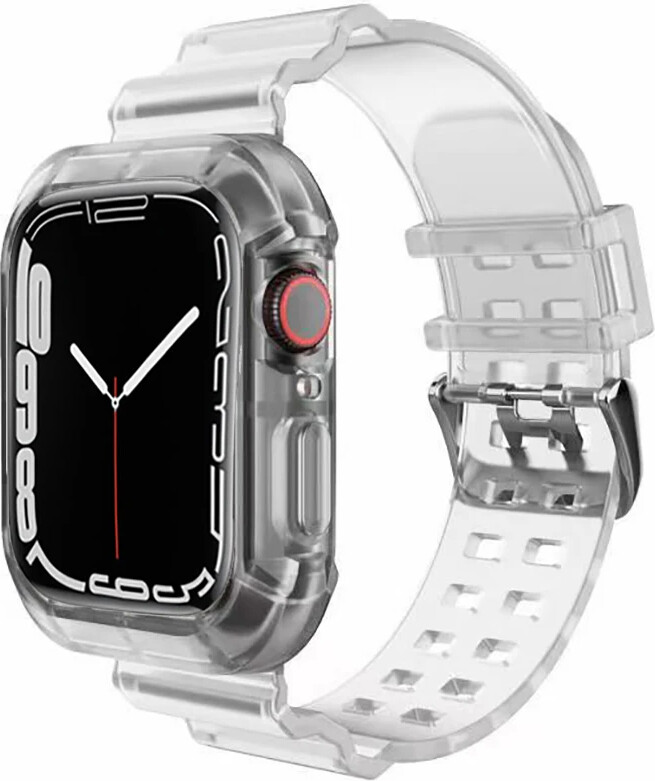 CAOWTAN silicone Strap for Apple Watch 8 Band 45MM 41 42 mm 40 44 38mm Transparent Correa Sport loop wrist Iwatch Series 8 7 6 se 5 4 3