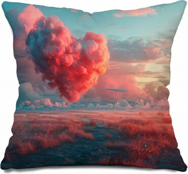 VisionDecor Heart Cloud Throw Pillow Nature Cotton Twill Pillows