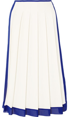 Victoria Beckham Georgette-Trimmed Pleated Crepe Midi Skirt