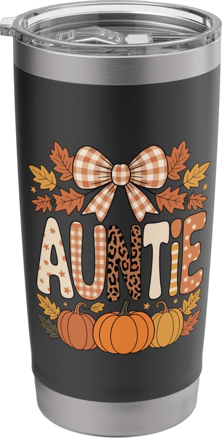 Autumn Auntie Pumpkin Fall Harvest Aesthetic Auntie Autumn Bow Pumpkin Spice Fall Thanksgiving Aunt Stainless Steel Insulated Tumbler