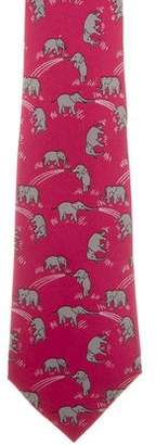 Hermes Silk Elephant Print Tie