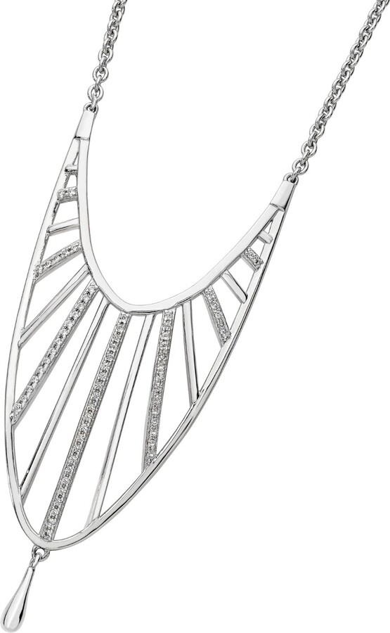 Lucy Quartermaine Silver Art Deco Oval Long Necklace