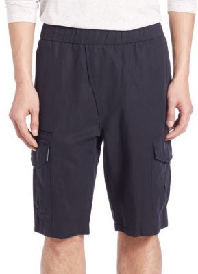 Vince Linen-Blend Asymmetrical Shorts