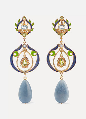 Percossi Papi - Gold-plated And Enamel Multi-stone Earrings - Blue