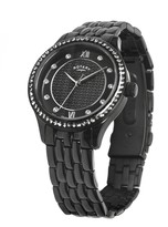 Thumbnail for your product : Rotary EXCLUSIVEBlack Textured Swarovski Set Dial Black IP Stainless Steel Bracelet Ladies Watch