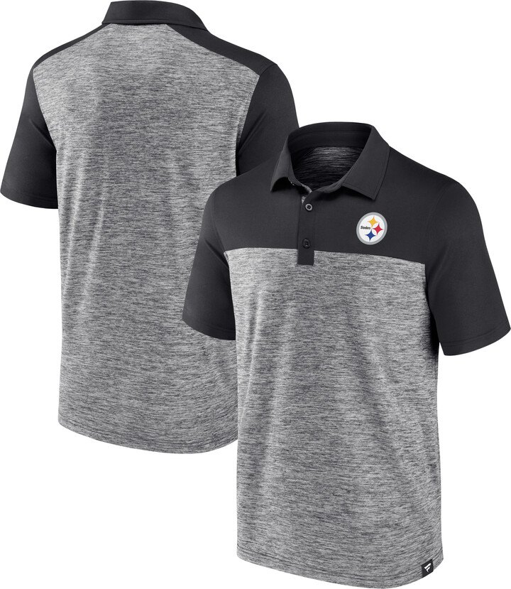 Men's Fanatics Heather Charcoal Pittsburgh Steelers Clutch Polo
