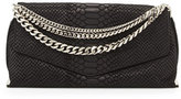 Thumbnail for your product : Milly Collins Python-Embossed Suede Clutch Bag, Black