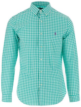 Polo Ralph Lauren Logo Embroidered Gingham Shirt - ShopStyle