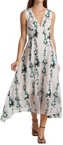 Thumbnail for your product : Lela Rose Linear Floral Midi-Dress
