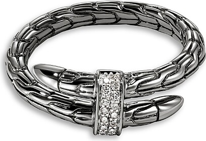 John Hardy Dark Sterling Silver Spear Diamond Wrap Ring
