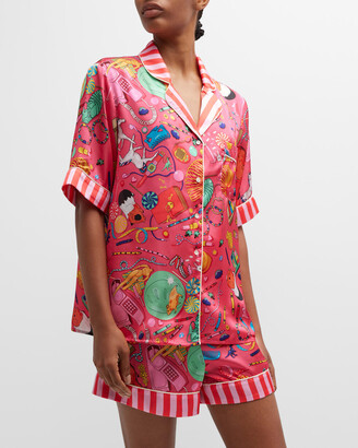 Karen Mabon Short Printed Satin Pajama Set