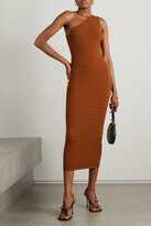 Thumbnail for your product : Helmut Lang One-shoulder Textured-knit Midi Dress - Brown