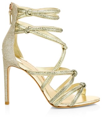 Sophia Webster Glitter Metallic Lizard-Embossed Leather Stiletto Sandals Sophia Webster Glitter Metallic Lizard-Embossed Leather Stiletto Sandals